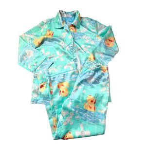 Nick & Nora Rub A Dub Duck Silky 2 PC Pajama Set Youth M (8)